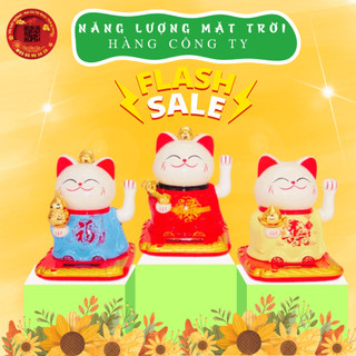 Mèo phúc lộc thọ ngoắc tay năng lượng mặt trời, vật phẩm phong thủy thờ cúng, trang trí xe - TỎI CÁT TƯỜNG