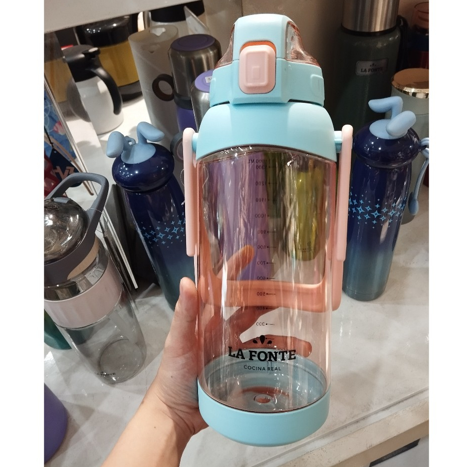 Bình nước thể thao LA FONTE 1600ml Gymer Bottle 011600 - Dung tích lớn, chịu nhiệt cao, tay cầm tiện lợi - Emaki Vietnam