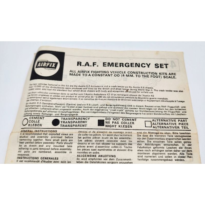 Mô hình quân sự, 1/76, Airfix, England, 1969, xe cứu hỏa RAF Emergency