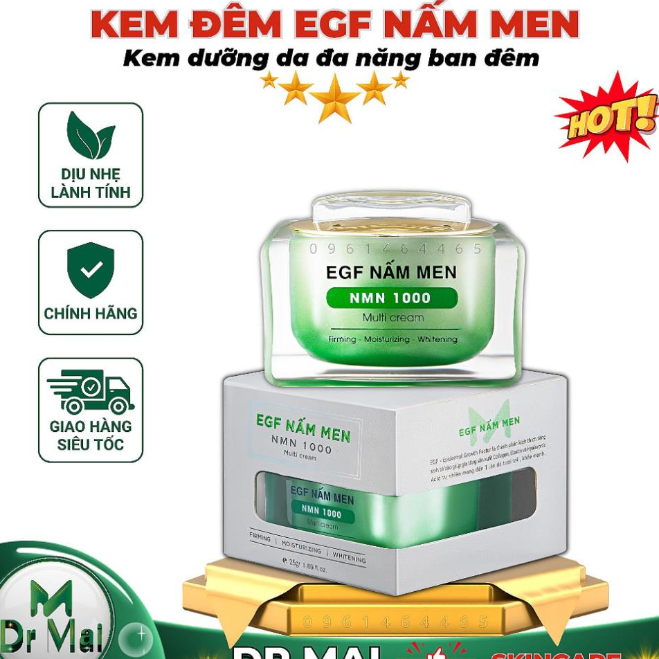 Dr Mai, Kem dưỡng trắng da ban đêm dr mai, ngăn ngừa lão hóa EGF Nấm men Nmn 1000 25g