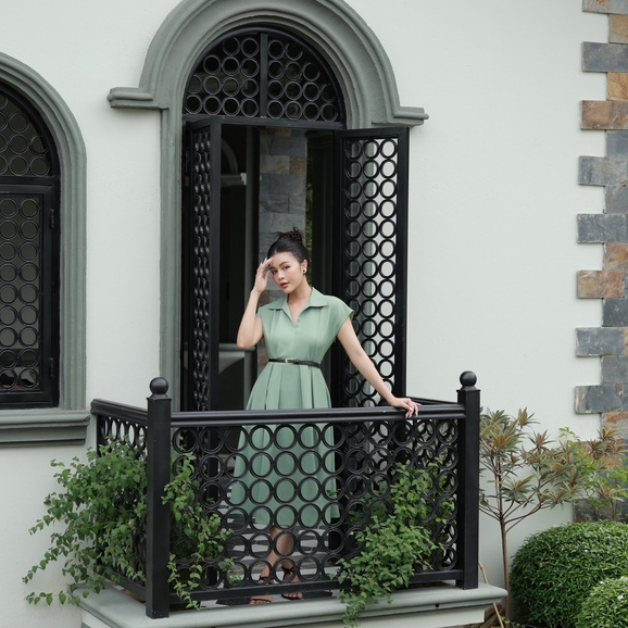 Đầm Mid-Length thắt belt - xanh bơ - YV LE & CO