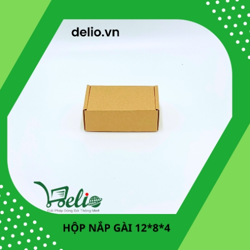 Hộp giấy carton nắp gài, gói hàng, gói quần áo, giá tốt KT 12x8x4 - DELIO