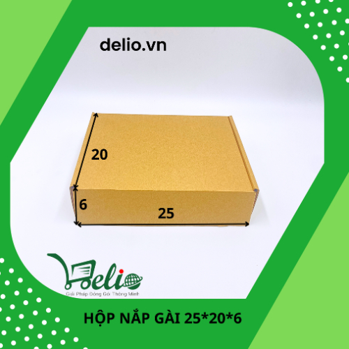 Hộp giấy carton nắp gài, gói hàng, gói quần áo, giá tốt, KT 25x20x6 - DELIO
