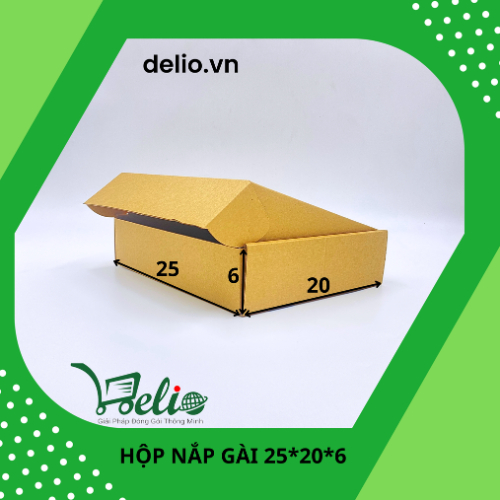 Hộp giấy carton nắp gài, gói hàng, gói quần áo, giá tốt, KT 25x20x6 - DELIO