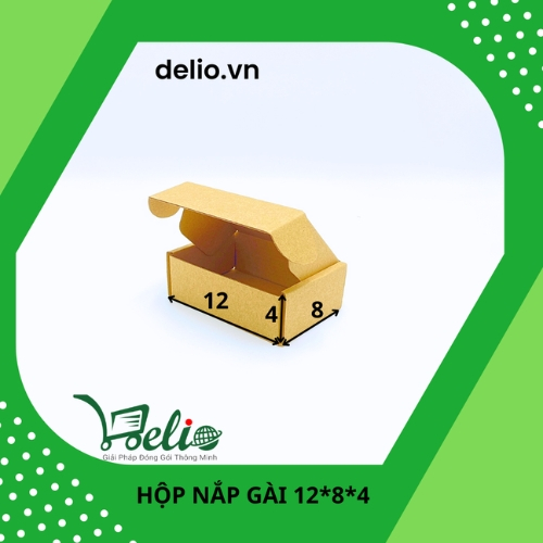 Hộp giấy carton nắp gài, gói hàng, gói quần áo, giá tốt KT 12x8x4 - DELIO