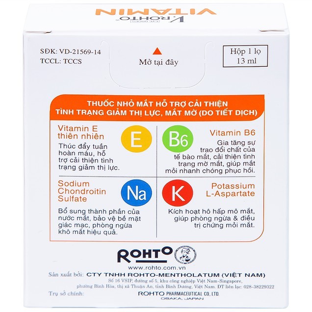 Nhỏ mắt V.Rohto bổ sung vitamin cho mắt