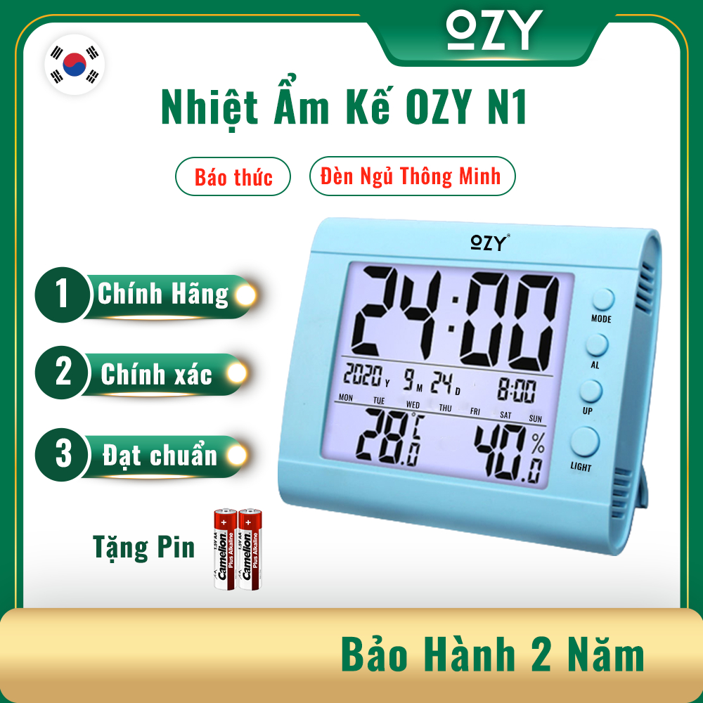 Nhiệt kế đo nhiệt độ phòng cao cấp OZY, nhiệt ẩm kế đo nhiệt độ và độ ẩm cho phòng ngủ của bé, nhiệt kế phòng chính hãng
