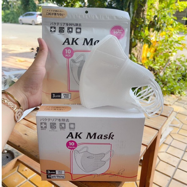 Thùng 100 chiếc Khẩu trang 5D AK mask 3 lớp kháng khuẩn