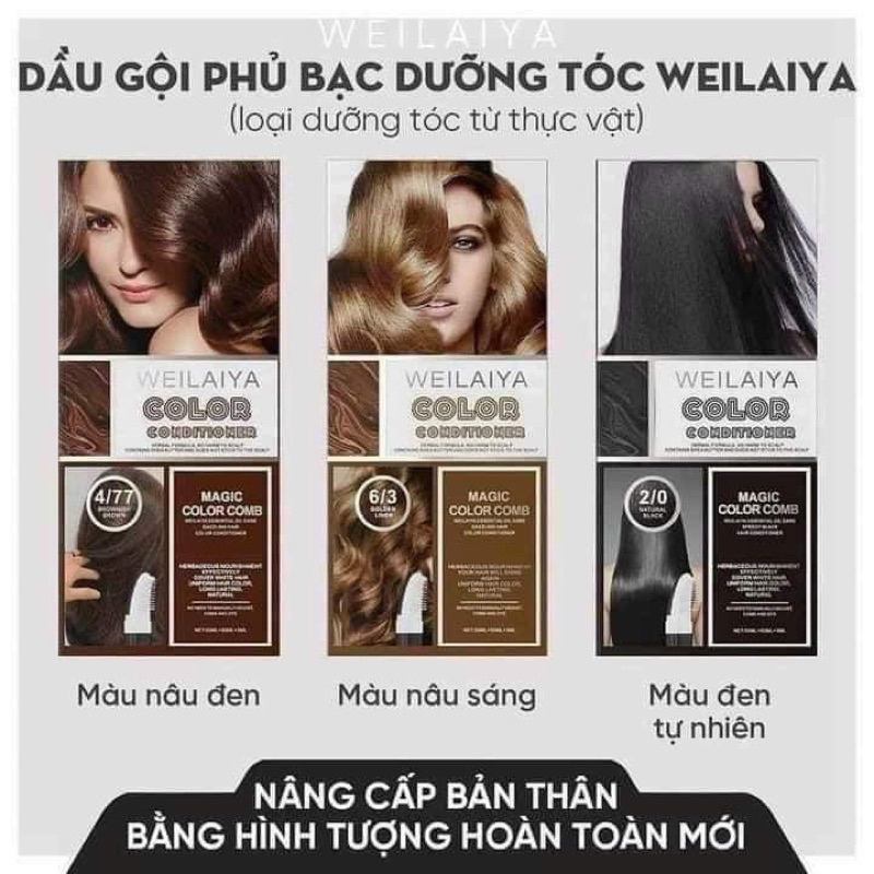 🆘 HỎA TỐC SG 24/24 Dầu gội phủ bạc dưỡng tóc phủ bóng Weilaiya Chai 100ML