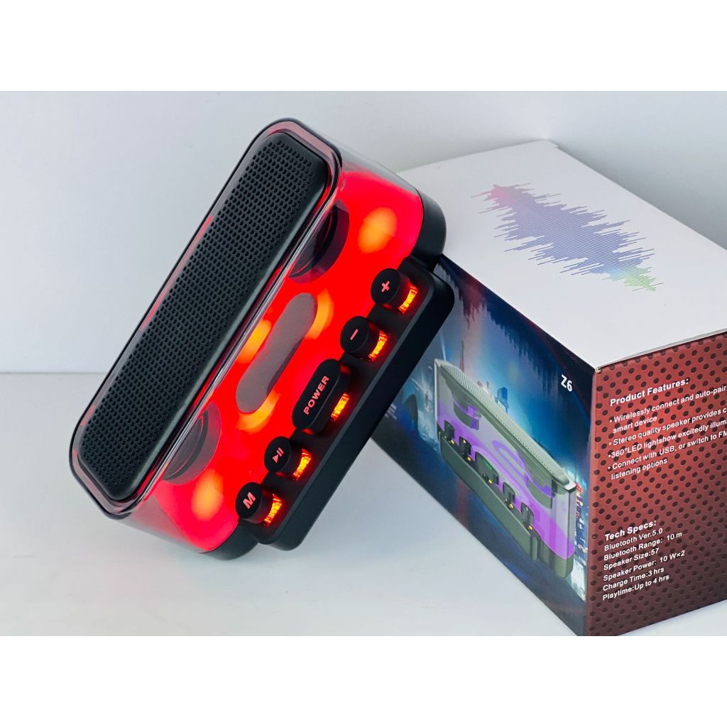 Loa Bluetooth Trong Suốt Led RGB Z6 bass lớn loa không dây máy tính, loa di động, loa nhac để bàn. loa vi tính, loa led