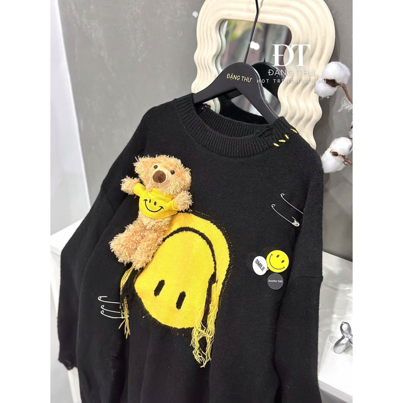 Áo len gấu phom rộng Hàng QC