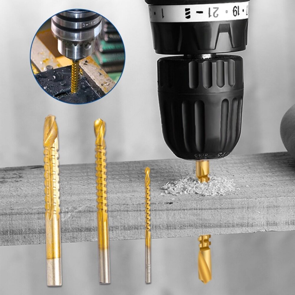 6 Mũi Khoan HSS，mũi khoan khoét lỗ đa năng,Mũi khoan hình nón thép HSS phủ titan cỡ 4-12/20/32mm