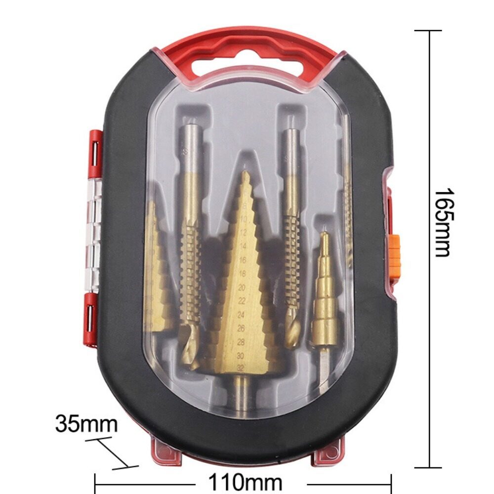 6 Mũi Khoan HSS，mũi khoan khoét lỗ đa năng,Mũi khoan hình nón thép HSS phủ titan cỡ 4-12/20/32mm