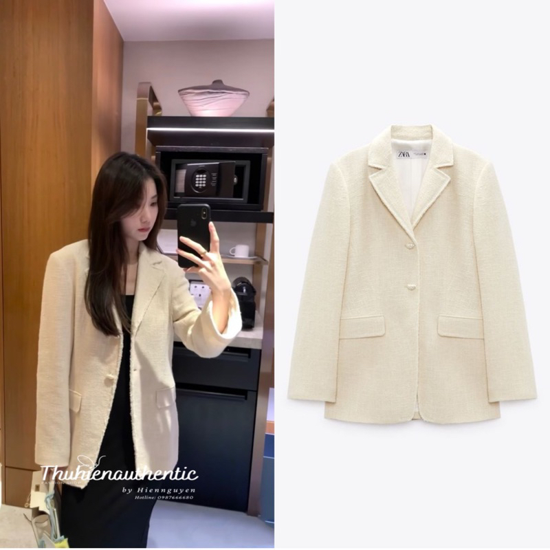 Áo vest dạ dệt kem mịn cúc ngọc mã code: 2696/467/251 ZARA chính hãng(kèm ảnh thật)