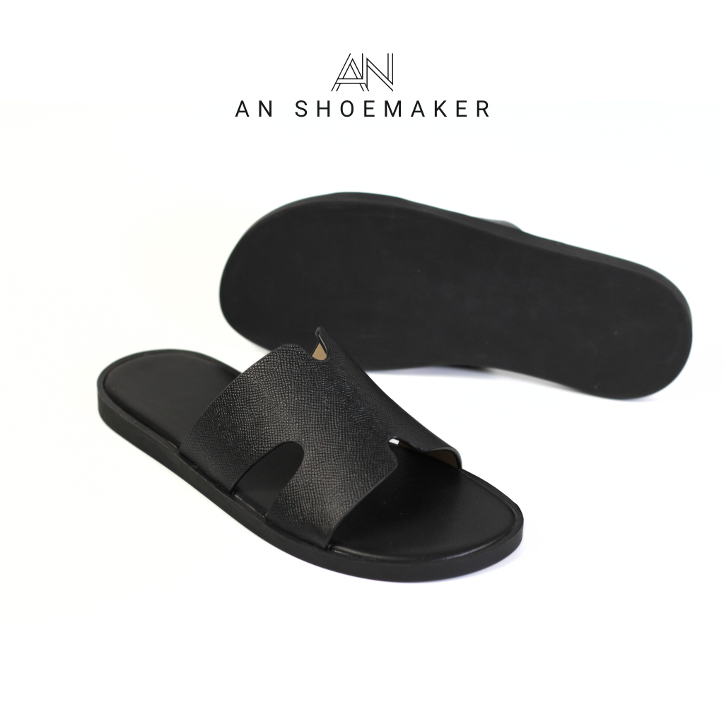 Dép chữ h An quai ngang da bò cao cấp, Dép hermes nam thời trang công sở đi làm đi chơi bảo hành chọn đời