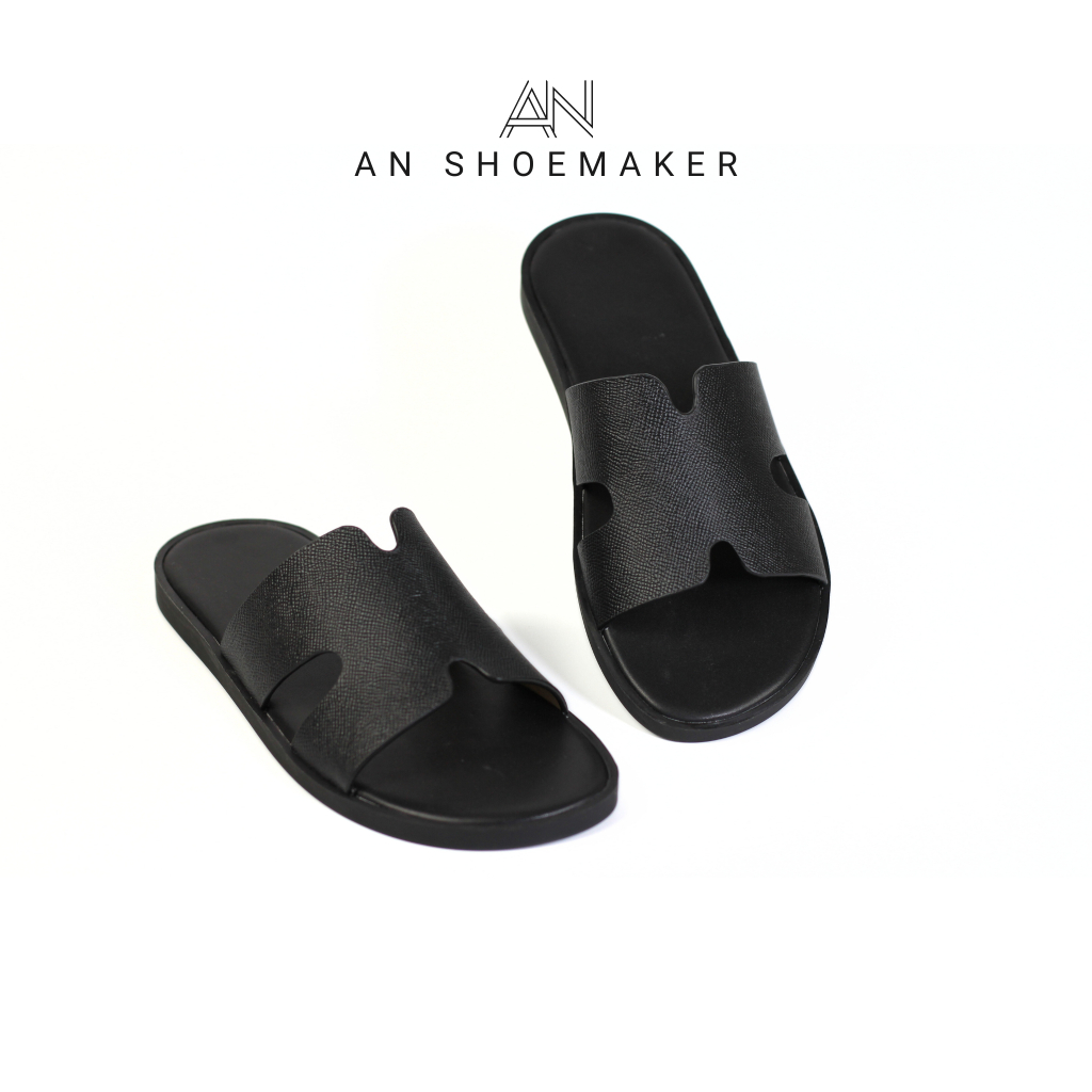 Dép chữ h An quai ngang da bò cao cấp, Dép hermes nam thời trang công sở đi làm đi chơi bảo hành chọn đời