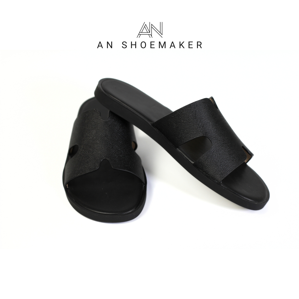 Dép chữ h An quai ngang da bò cao cấp, Dép hermes nam thời trang công sở đi làm đi chơi bảo hành chọn đời