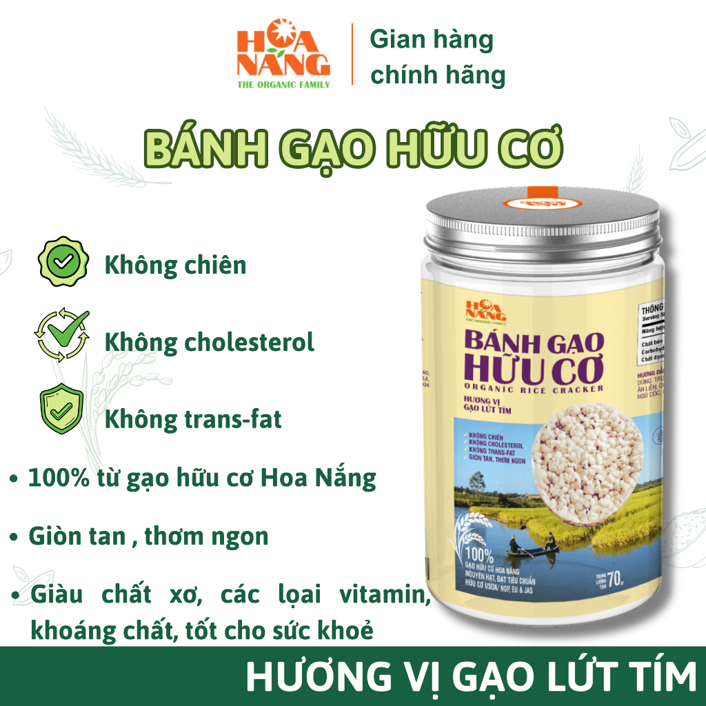 Bánh Gạo Hữu Cơ Hoa Nắng - Hương Vị Gạo Lứt Tím