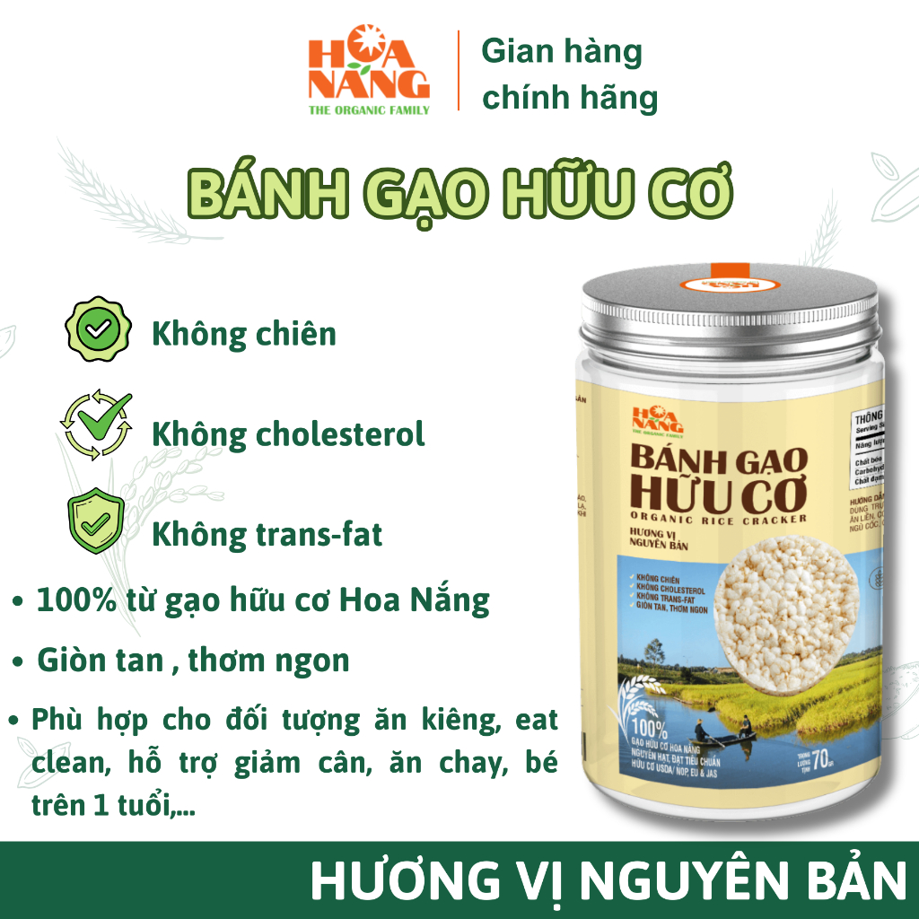 Bánh Gạo Hữu Cơ Hoa Nắng - Hương Vị Nguyên Bản