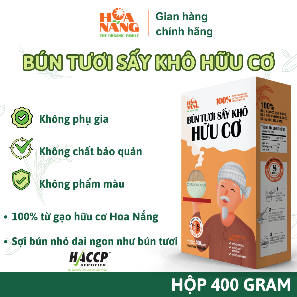 BÚN TƯƠI SẤY KHÔ HỮU CƠ HOA NẮNG