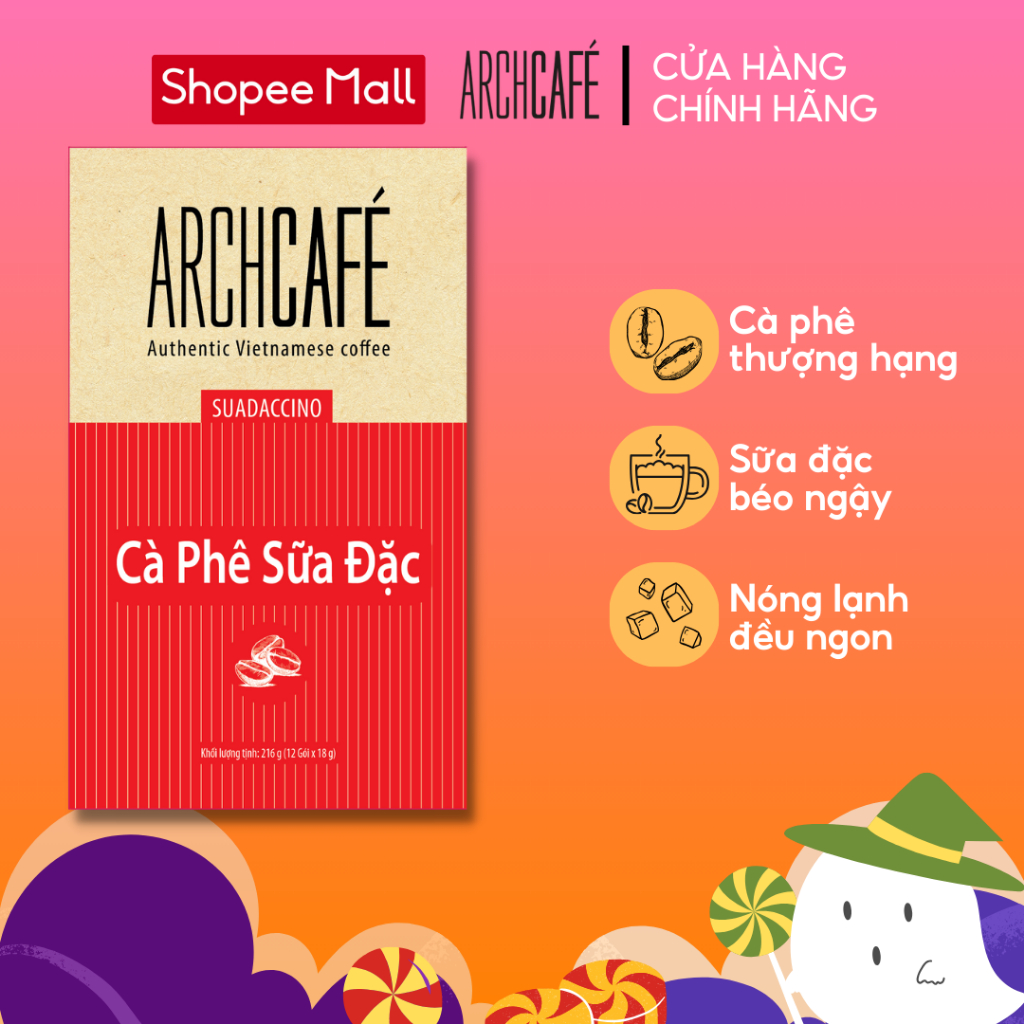 Cà Phê Sữa Đặc Archcafé (hộp 12 gói x 18g)