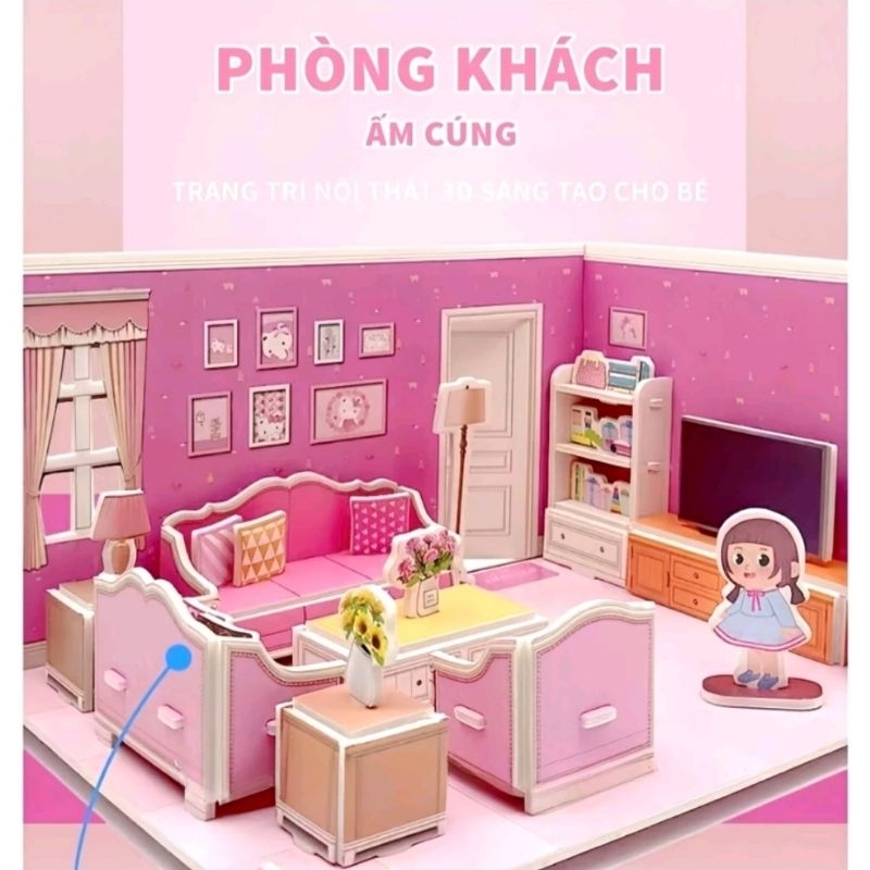BỘ ĐỒ CHƠI XẾP HÌNH LẮP RÁP 3D THIẾT KẾ NỘI THẤT NGÔI NHÀ SIÊU XINH XẮN CHO BÉ GÁI - TTN-0308