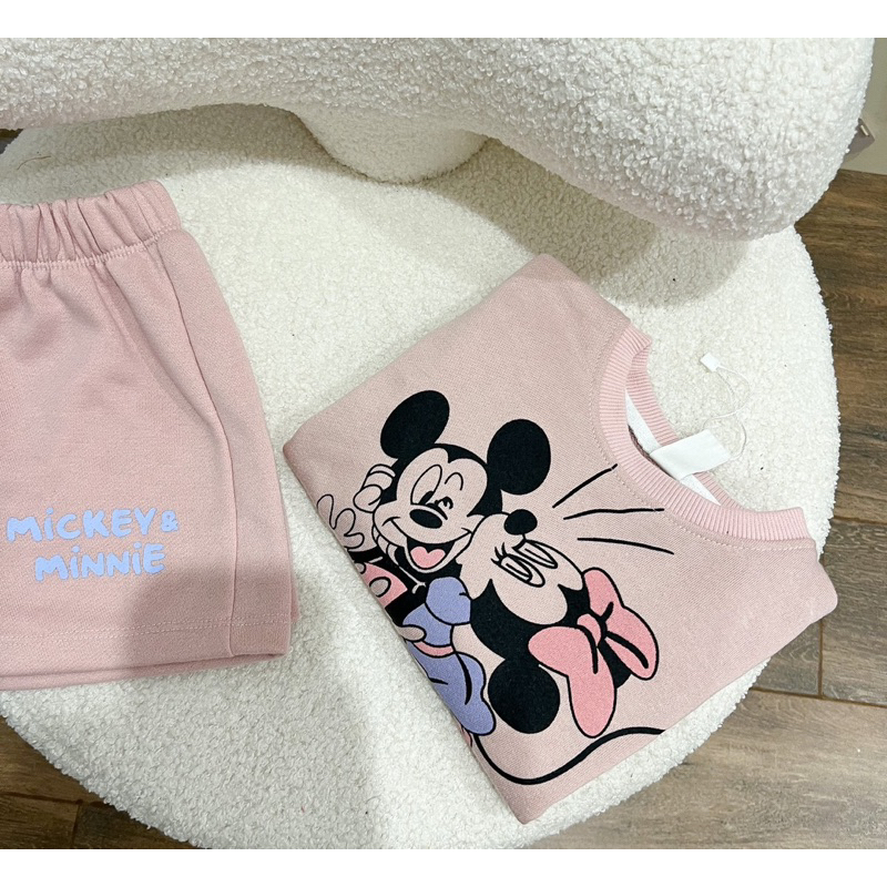 ✨MALINHKID✨BN058-Bộ nỉ cộc màu hồng MICKEY Trẻ em VNXK