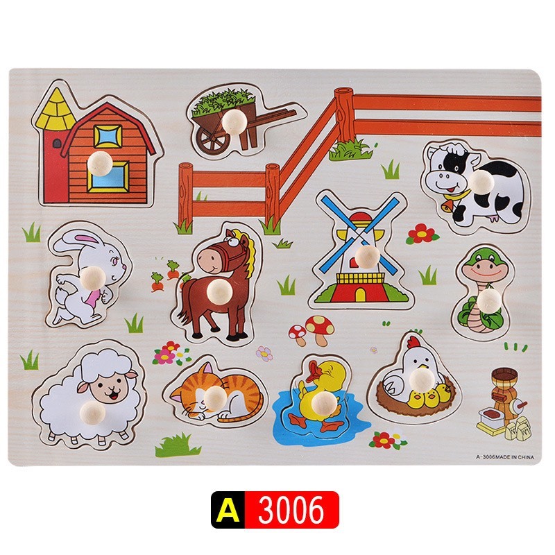 Combo 5 bảng núm gỗ ngẫu nhiên  tặng kèm hộp đựng - Đồ chơi gỗ giáo dục