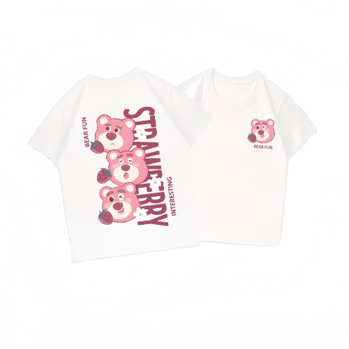 Áo thun bé gái 10 tuổi UTO áo ngắn tay chất cotton mềm mịn thoáng mát in hoạt hình gấu dâu lotso mẫu mới T0072