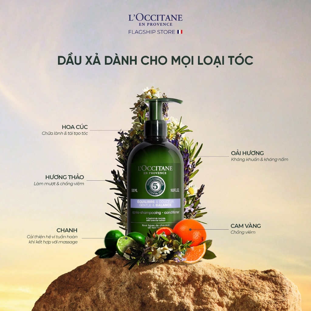 Dầu Gội Dành Cho Mọi Loại Tóc L'Occitane Gentle & Balance Shampoo & Conditioner 500ml