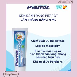[Tặng bàn chải Pierrot] Kem đánh răng làm trắng răng Pierrot 75ml loại bỏ mảng bám, ố vàng trên răng