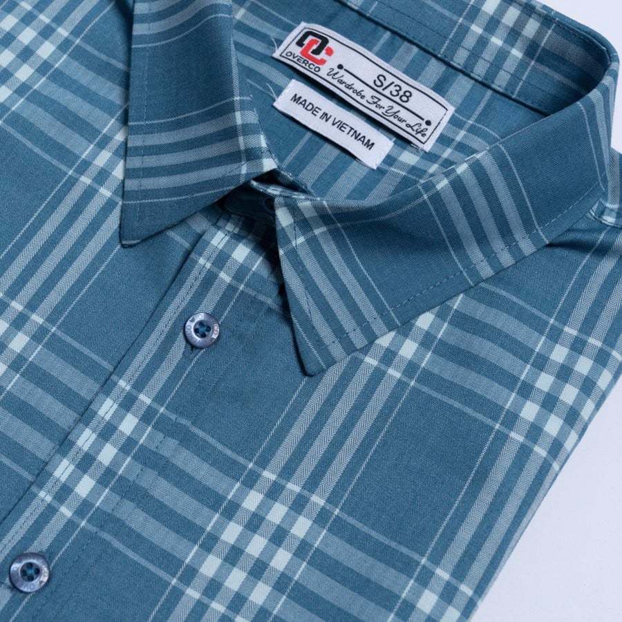 Áo Sơ Mi Nam Ngắn Tay 3 Sọc Caro OVERCO Chất Vải Sợi BamBoo Mềm Mịn Thoáng Mát Trẻ Trung Năng Động