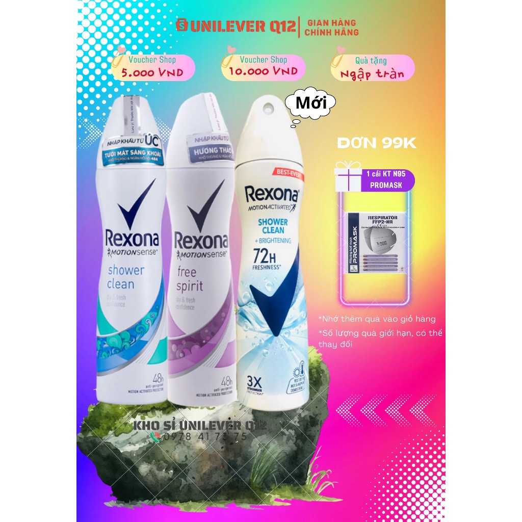 Xịt khử mùi Rexona khô thoáng mát lạnh sảng khoái dành cho nữ - Chai 150ml