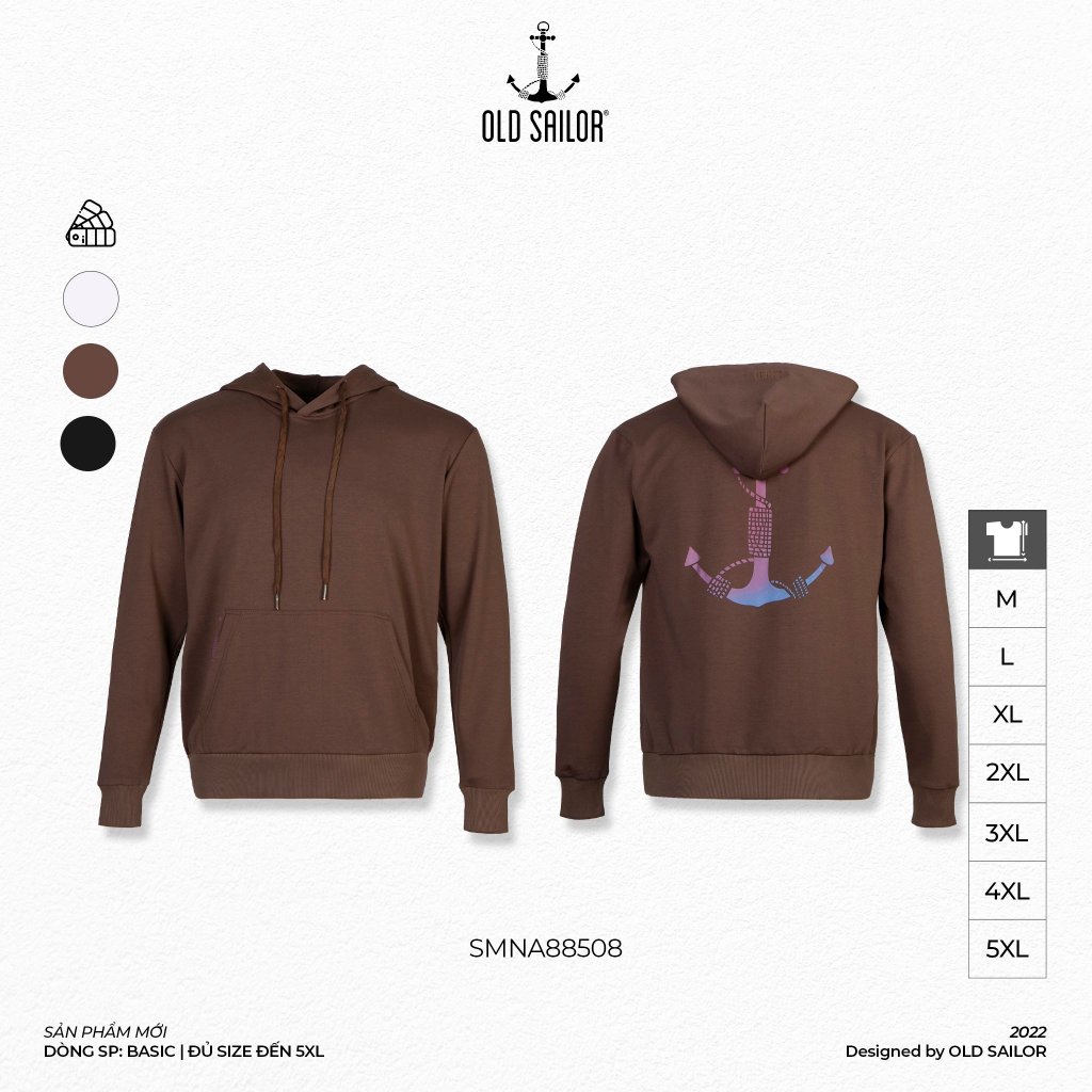 Áo hoodie nam họa tiết Old Sailor - O.S.L HOLOGRAM LOGO HOODIE - 88508 - Big size upto 5XL