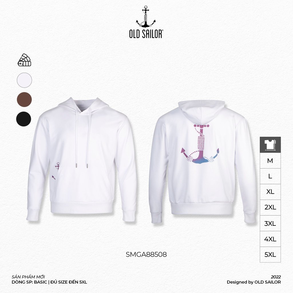 Áo hoodie nam họa tiết Old Sailor - O.S.L HOLOGRAM LOGO HOODIE - 88508 - Big size upto 5XL