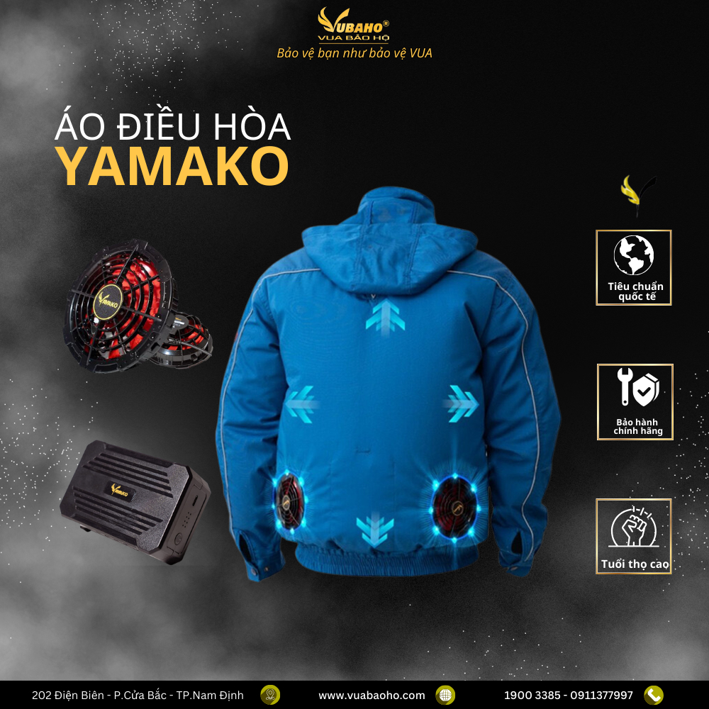 Áo Điều Hòa Nhật Bản YAMAKO, áo quạt điều hoà 9 cánh 17V 30000MAH VUA BẢO HỘ