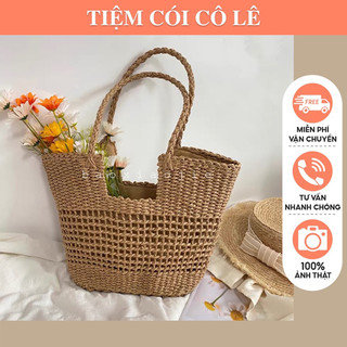  Túi cói đi biển đeo vai hình thang size lớn-Tiệm Cói Cô Lê 