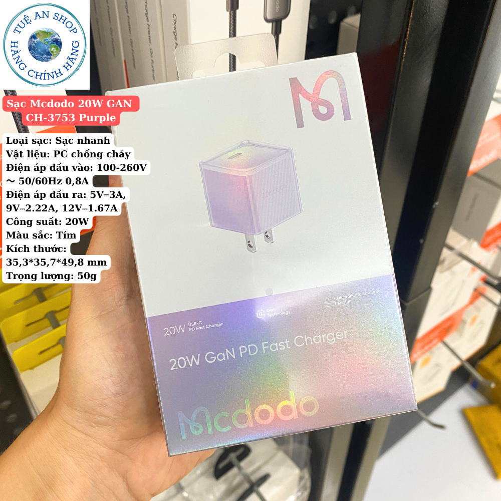 Sạc Mcdodo 20W GAN CH-375 - Hàng chính hãng