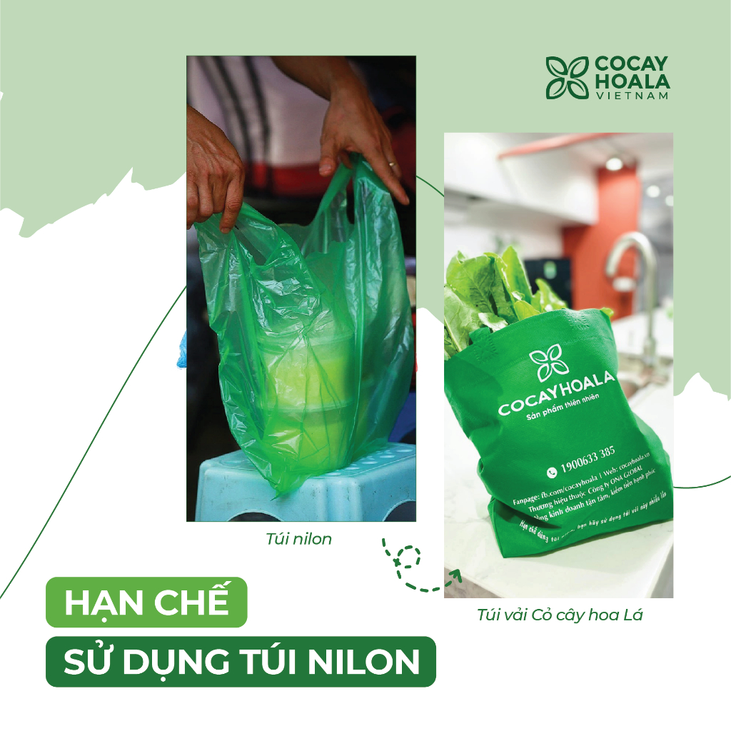 [LÁ NUÔI EM] Túi Vải COCAYHOALA VIETNAM không dệt đa năng - Túi vải tiện lợi, thân thiện với môi trường