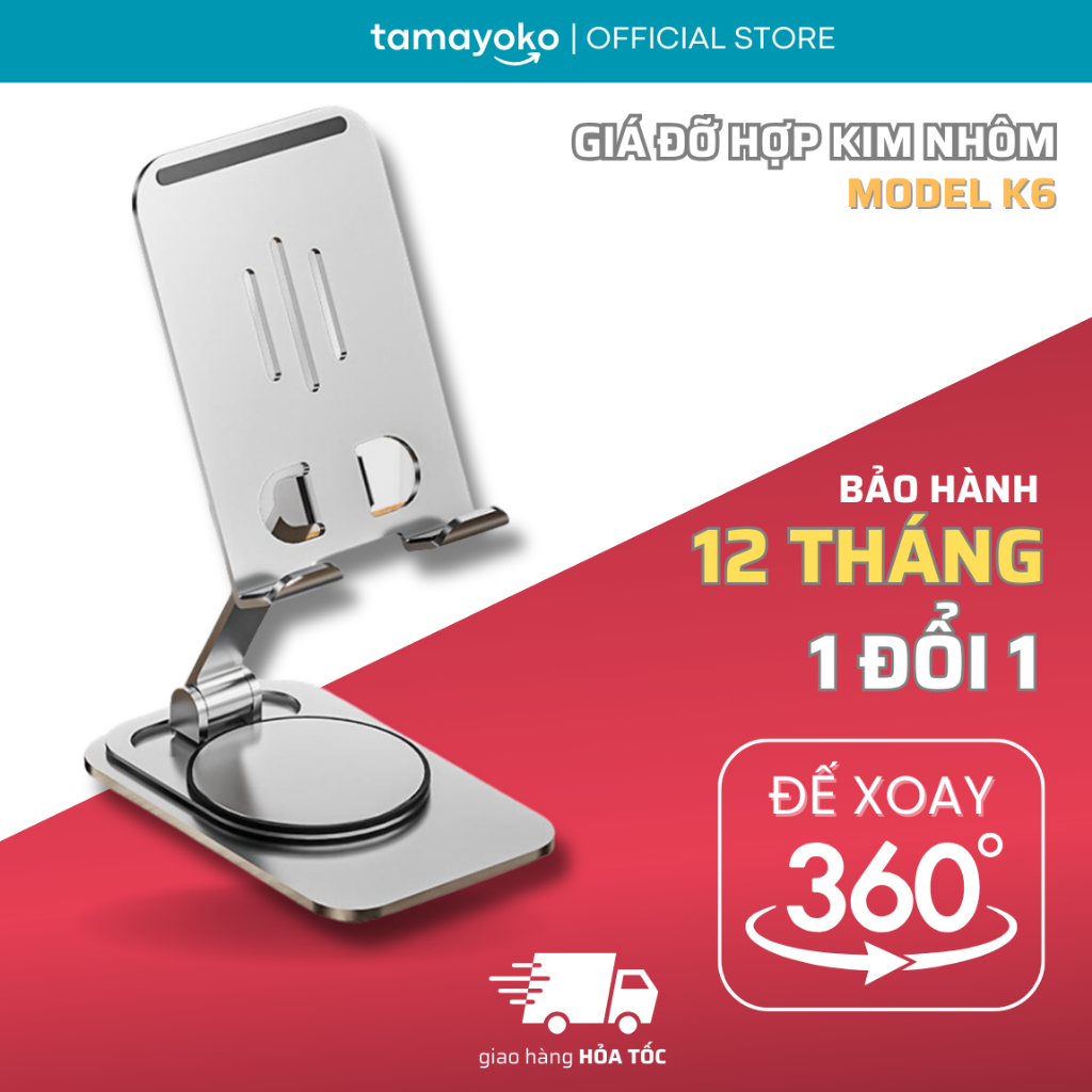 Giá Đỡ Để Bàn Điện Thoại Di Động, Máy Tính Bảng Tamayoko. Có Thể Xoay 360 Độ Chất Liệu Hợp Kim Nhôm Cao Cấp.