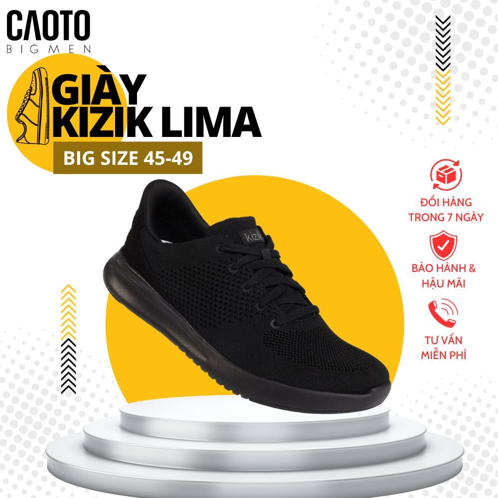 Giày Thể Thao Kizik Lima Full Black Big Size - Giày Thể Thao Nam Size Lớn 45 46 47 49