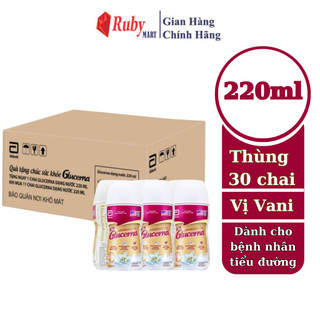 [Date T5/25] Thùng 30 chai sữa nước Glucerna 220ml Dành Cho Người Đái Tháo Đường Và Tiền Đái Tháo Đường