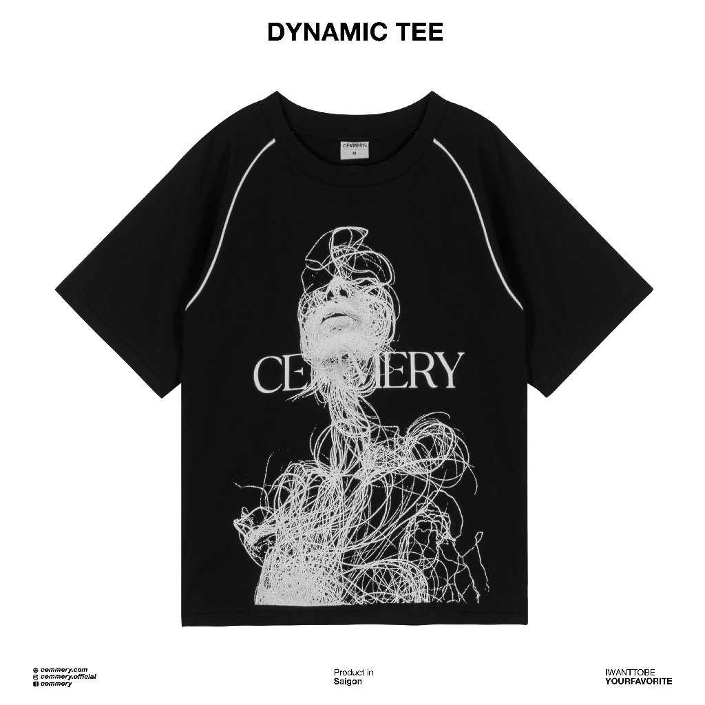 Áo Thun nam nữCEMMERY chính hãng LocalBrand Dynamic Tee Black, Áo Phông Unisex 250gsm