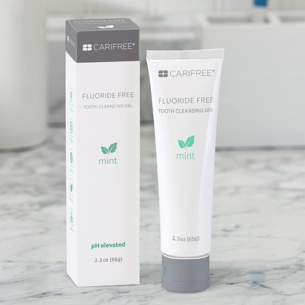 Gel làm sạch răng không chứa Fluoride CARIFREE FLUORIDE FREE TOOTH CLEANSING GEL tái khoáng men răng 65g của Mỹ