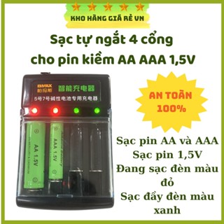 Bộ Sạc Pin AA Và AAA 1,5V Alkaline Rechargeable Chức Năng Tự Ngắt Có Đèn Led [ Kho Hàng Giá Rẻ VN ]