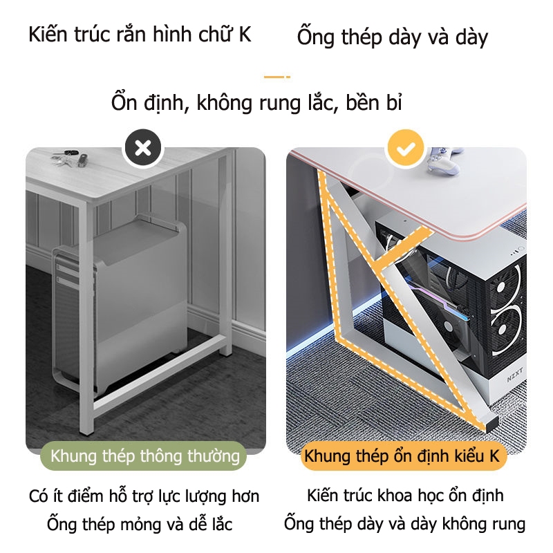 Bàn Bàn học gaming làm việc chơi game tại nhà chân sắt to cực chắc chắn mặt bàn gỗ chống xước cao cấp