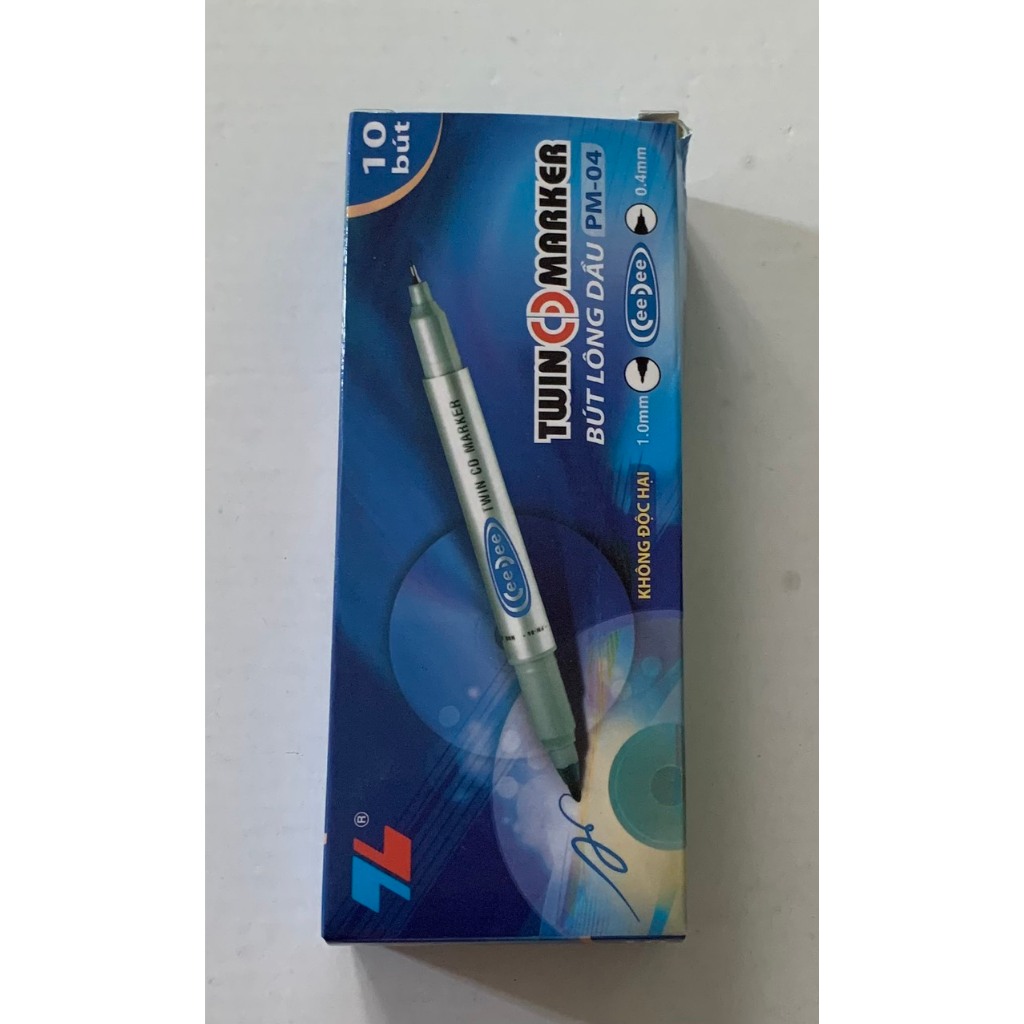 Bút Dạ Lông Dầu nhỏ Thiên Long PM-04 2 Đầu Nét Nhỏ 1.0 và 0.4mm