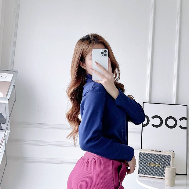 Áo thun cổ lọ kiểu dáng tay dài nữ giữ ấm, form rộng chất liệu cotton, nhiều màu cho nữ ACL1222
