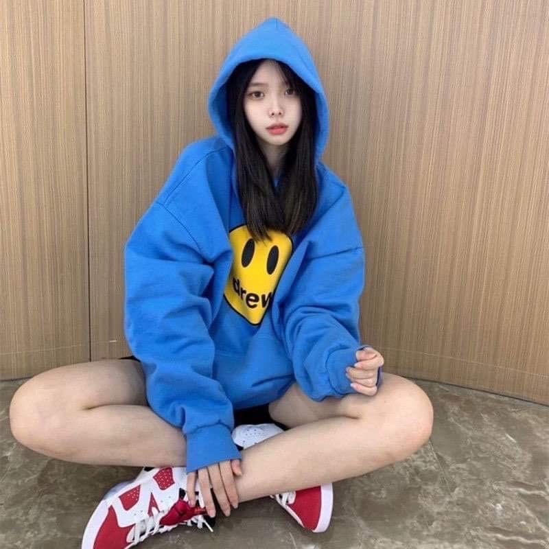 Áo hoodie Drew unisex form rộng, có mũ, họa tiết mặt cười dễ thương, trẻ trung, chất nỉ da dày dặn, cao cấp