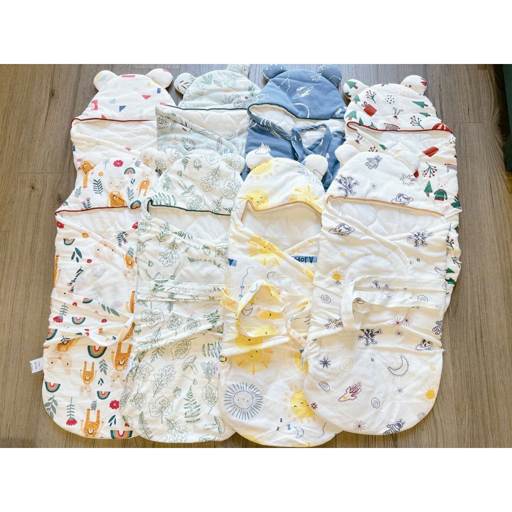 Chăn ủ kén bông kéo khóa phối tai cao cấp 70x35cm